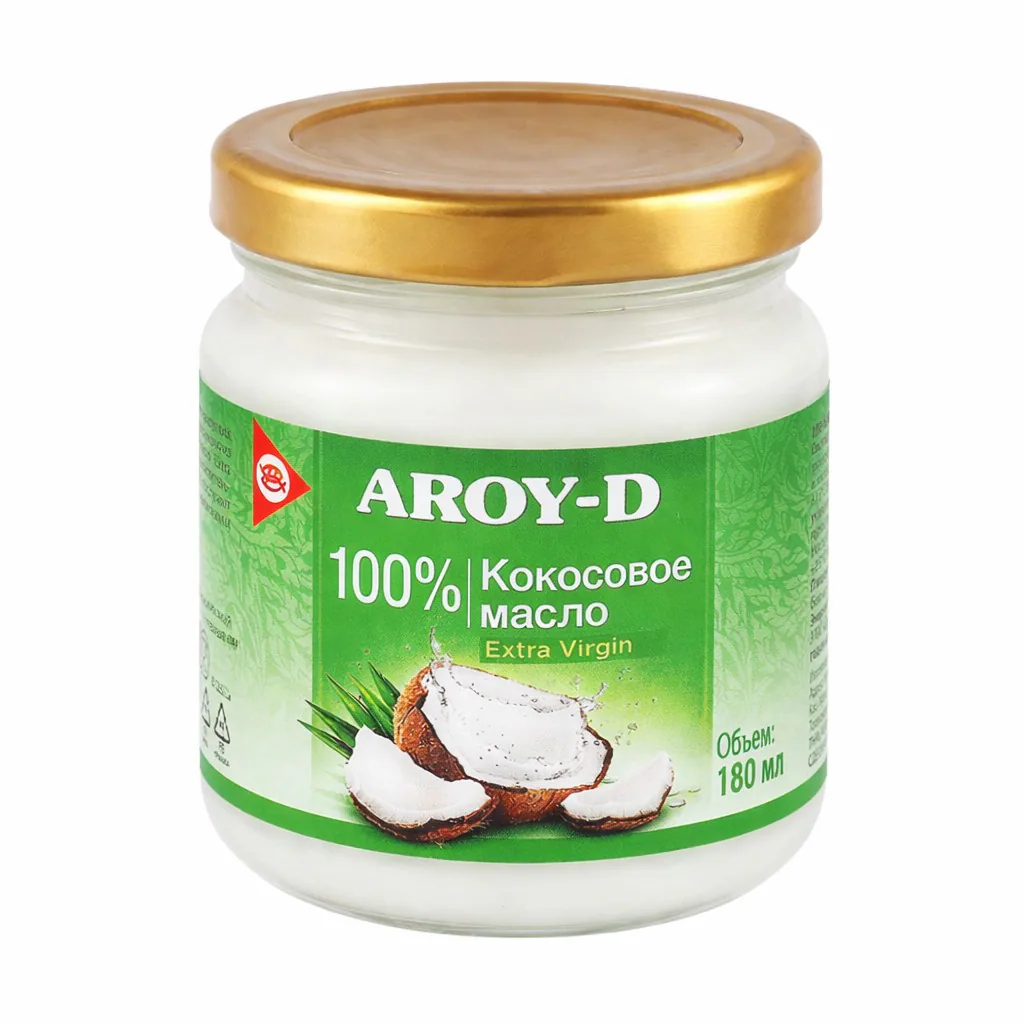 Кокосовое масло Aroy-D Extra Virgin, 100%, 180 мл