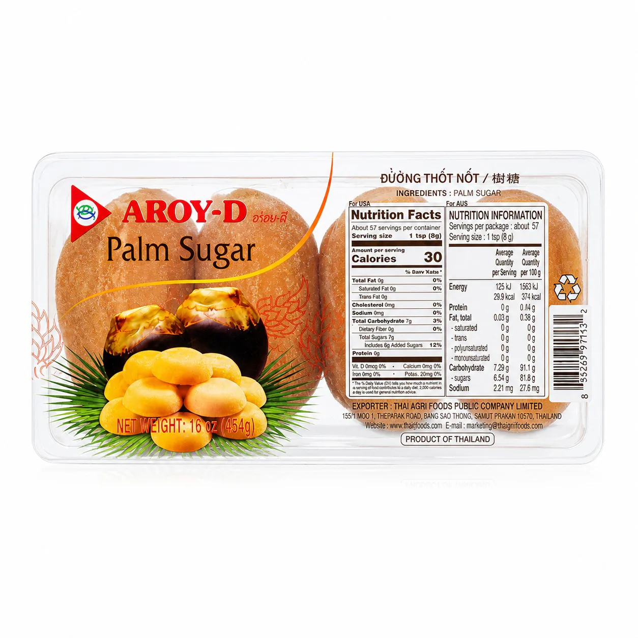 Пальмовый сахар Aroy-D, 454 г