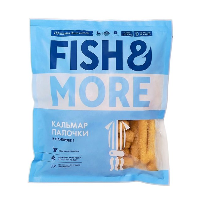 Палочки кальмара Fish & More в панировке, 500 г