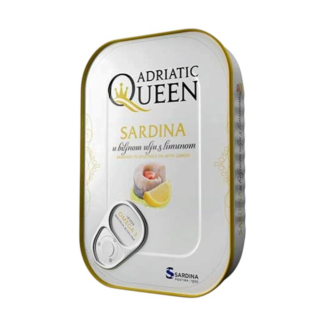 Сардины Adriatic Queen в растительном масле с лимоном, 105 г